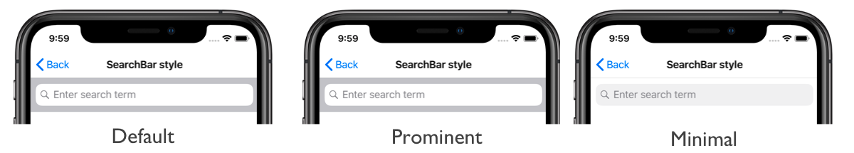 iOS 上的 SearchBar 样式的屏幕截图