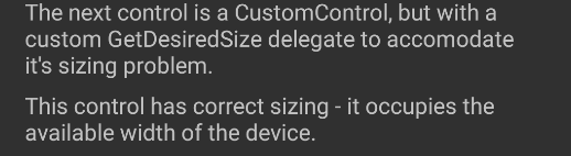 具有自定义 GetDesiredSize 委托的 Android CustomControl