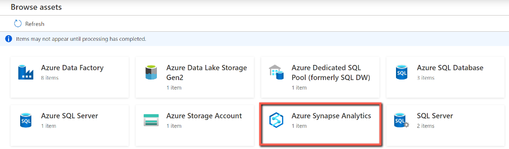 浏览 Microsoft Purview 中的Azure Synapse资产。