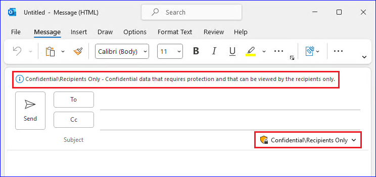 应用于 Outlook 中的邮件的敏感度标签。