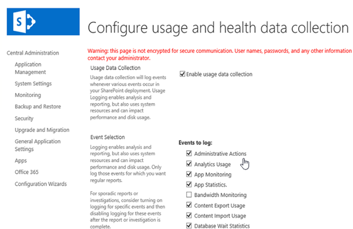 SharePoint 2016 管理中心内的管理操作日志记录