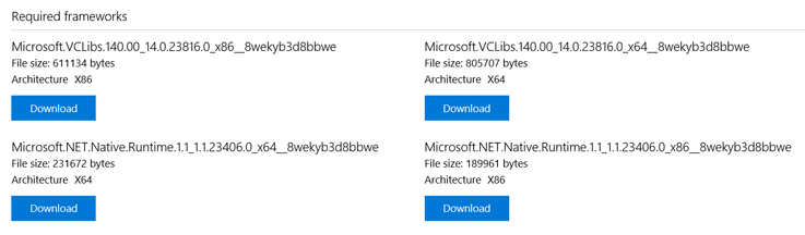 Surface 应用所需的框架。