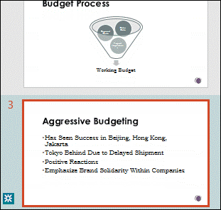 当用户重新打开已更改的 PowerPoint 时，缩略图窗格中将突出显示已更改的幻灯片