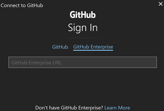 显示使用 GitHub Enterprise 登录的屏幕截图。