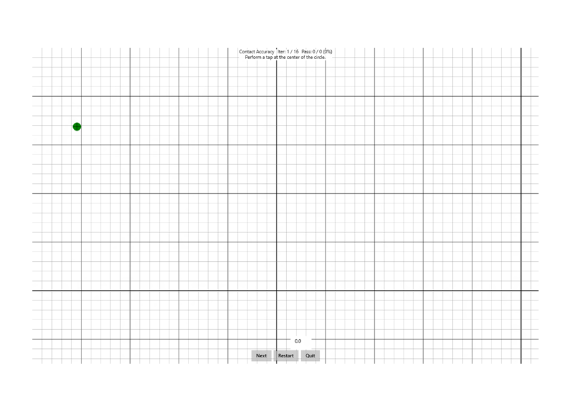 screenshot from the contact accuracy test for a windows pen device.