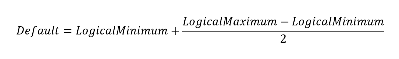 Diagram showing formula for calculating the default button press threshold in logical units