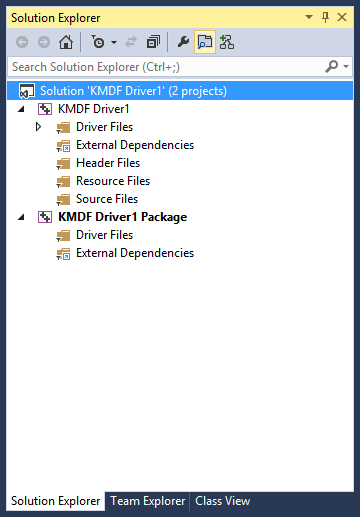 visual studio 解决方案资源管理器驱动程序包项目。