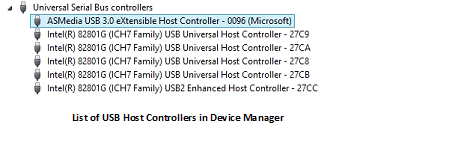 设备管理器中的 usb 主机控制器