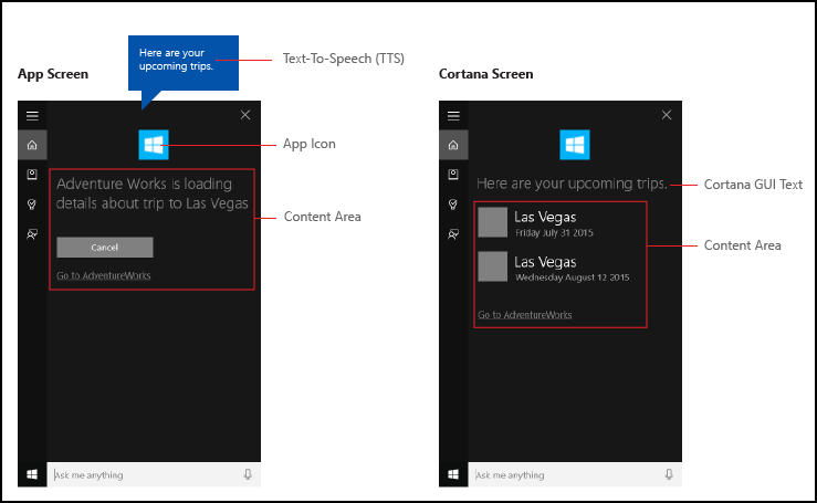 Cortana 启动前台应用的屏幕截图