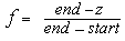 公式显示GL_LINEAR雾模式下混合因子的值作为距离的函数。