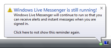 “live messenger 正在运行”警告的屏幕截图 