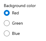 其标头设置为“背景色”的 RadioButtons 组