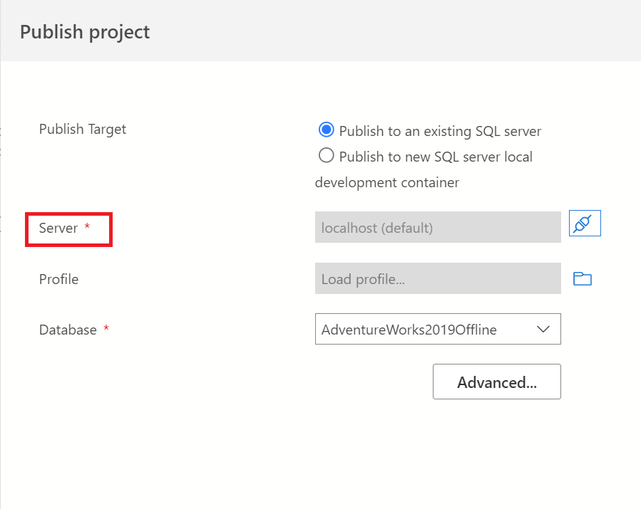 Azure Data Studio 的螢幕擷取畫面，其中顯示如何建置和發佈 SQL Database 專案變更。