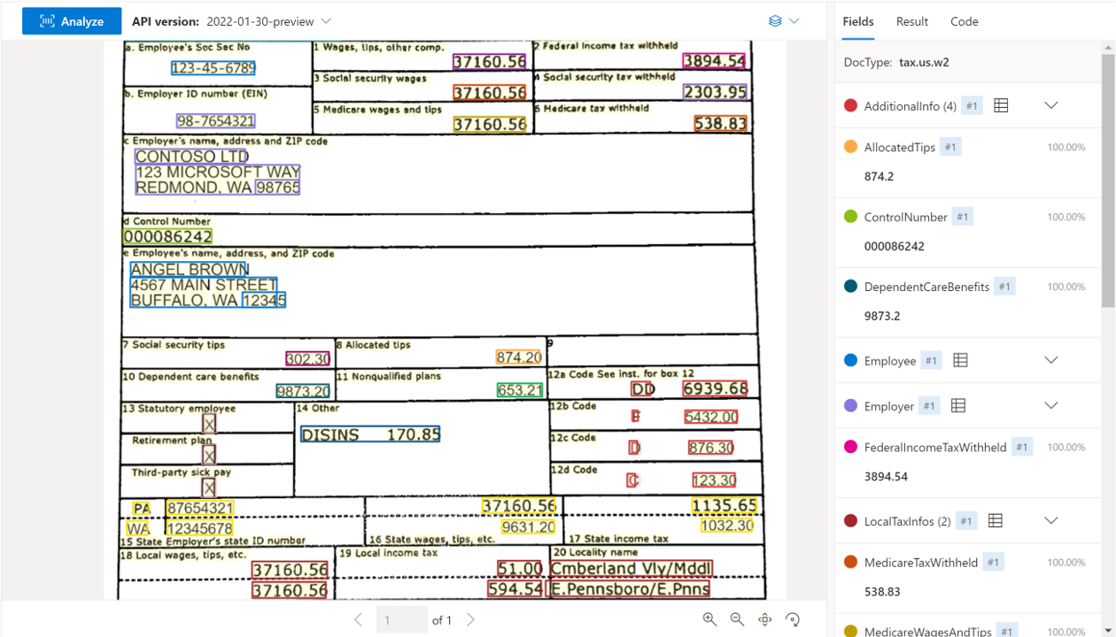 Screenshot of a sample W-2.