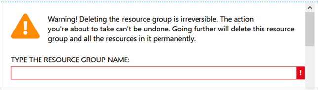 顯示確認刪除資源群組的螢幕快照。