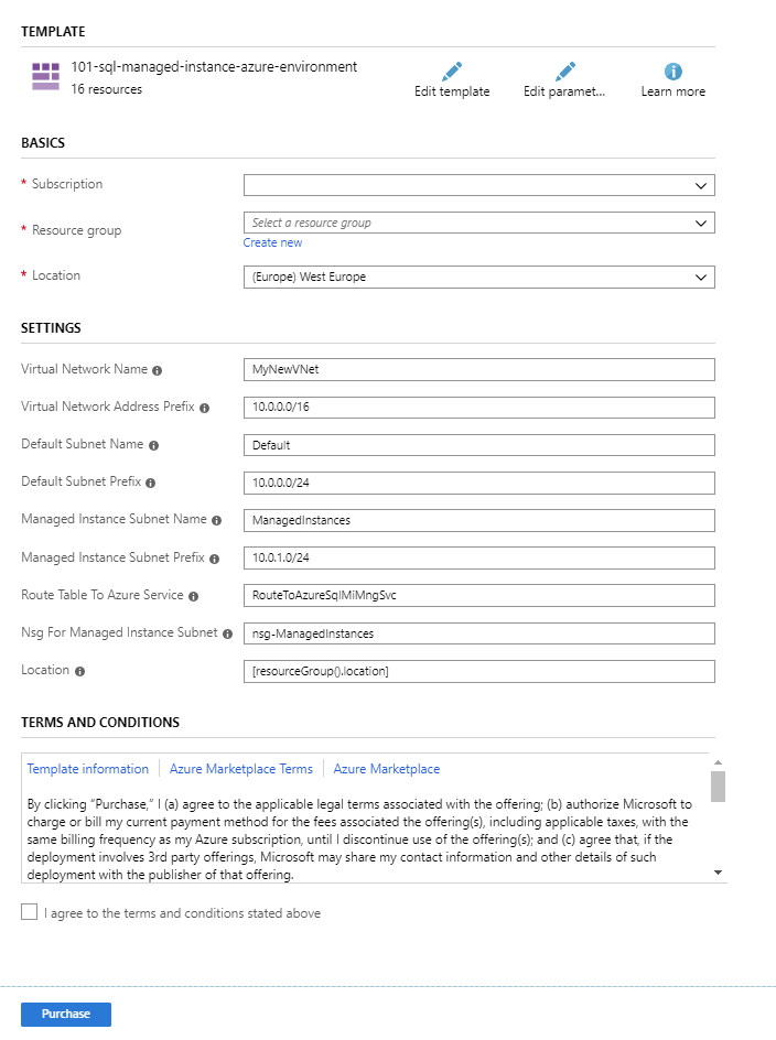 可供設定 Azure 網路的 Resource Manager 範本