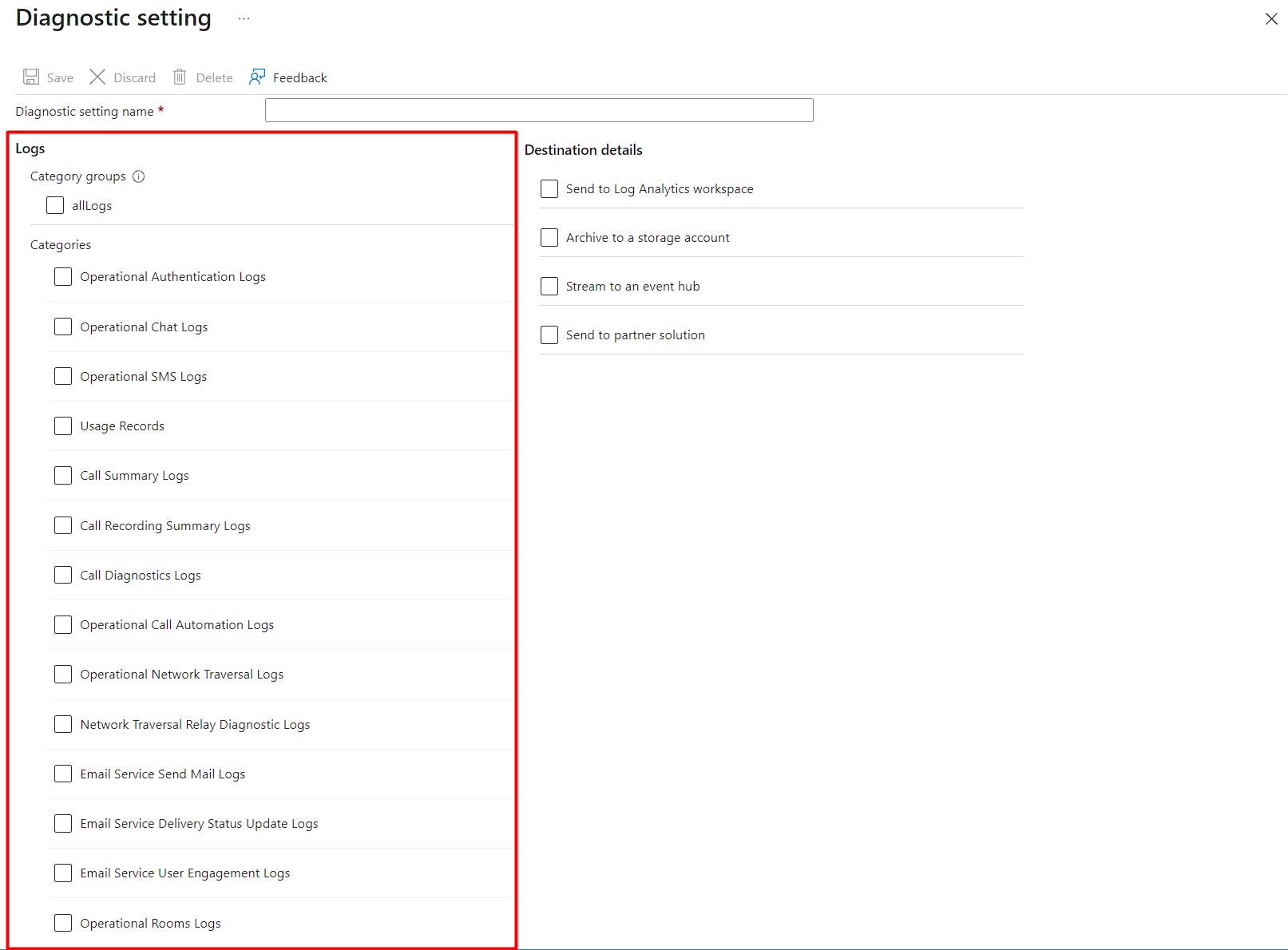 Adding a Diagnostic Setting