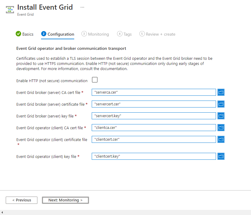 安裝 Azure 事件方格延伸模組 - [設定] 頁面