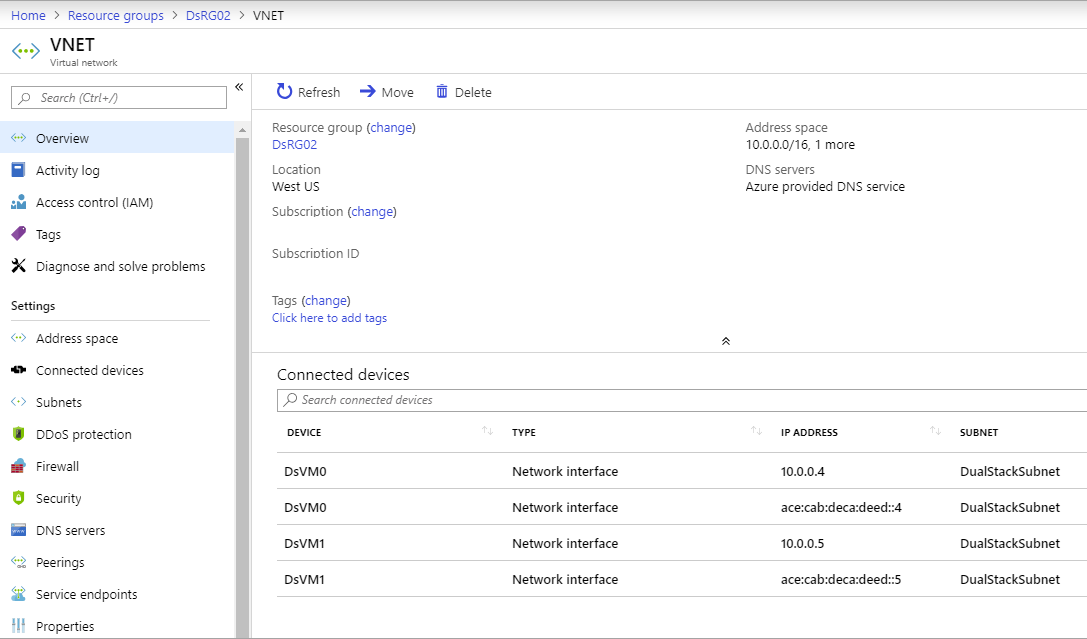 Azure 中的 IPv6 雙重堆疊虛擬網路