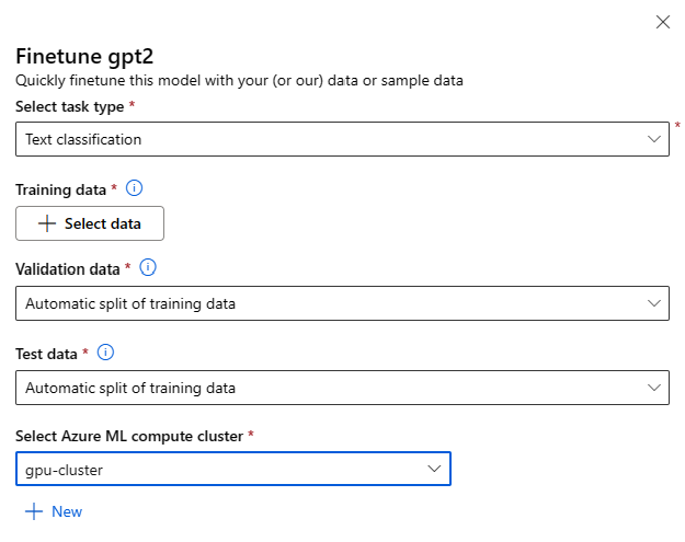 Screenshot showing the fine-tune settings options in the foundation models fine-tune settings form.