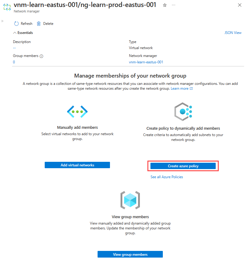 用於建立 Azure 原則的按鈕的螢幕擷取畫面。