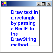 顯示使用 DrawString 方法時輸出的螢幕擷取畫面。