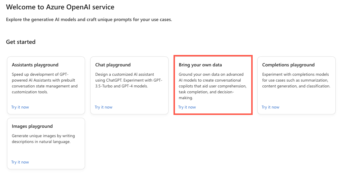 Azure OpenAI Studio 攜帶您自己的數據