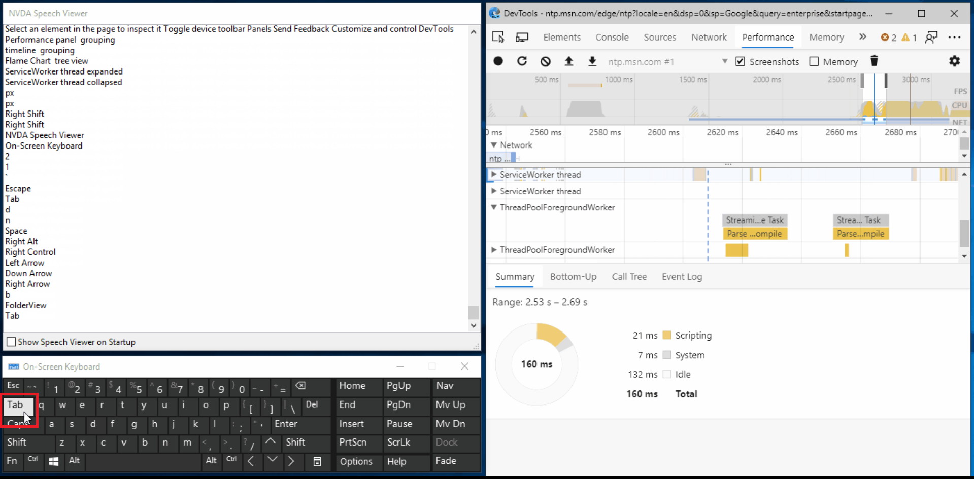 DevTools 中的效能工具，具有鍵盤瀏覽和螢幕助讀程式改善