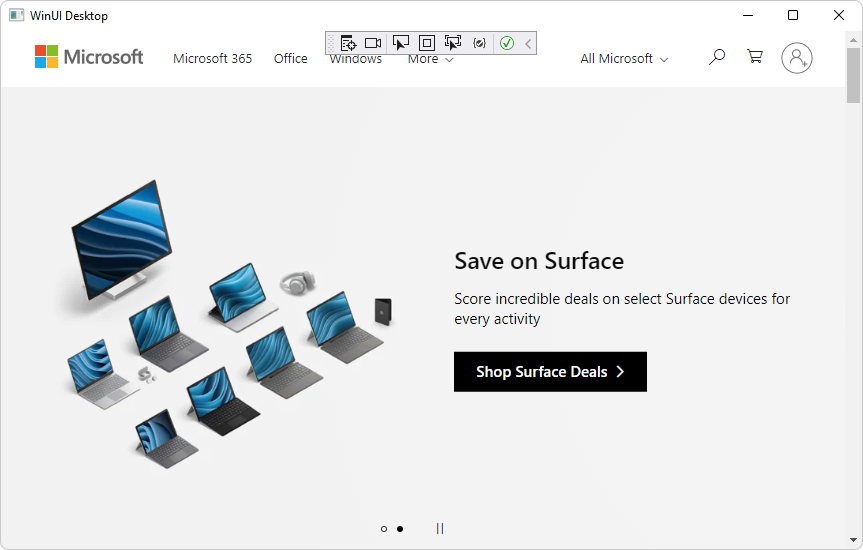 顯示網頁 microsoft.com WebView2 控制件