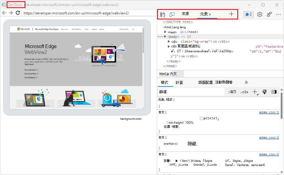 DevTools 檢查視窗