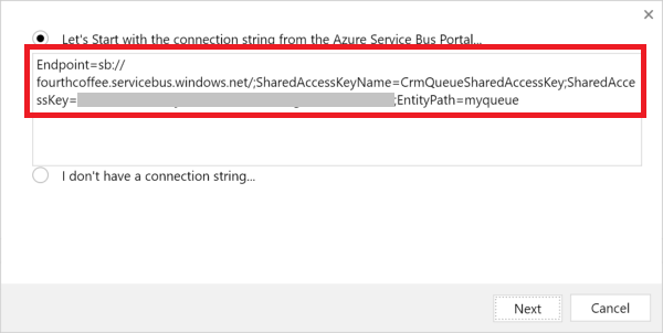 Provide authorization connection string.