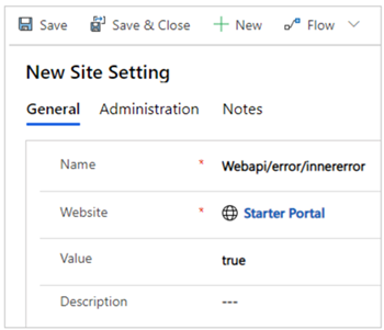 啟用 Web API 內部錯誤網站設定。