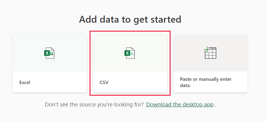 已醒目提示 CSV 的檔案類型圖示螢幕擷取畫面。