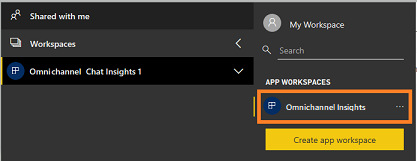 Select Power BI workspace.