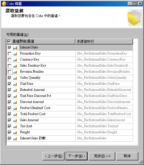 Cube 精靈：選取量值