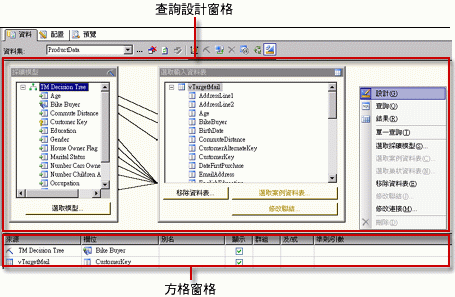 Analysis Services DMX 查詢設計師，設計檢視