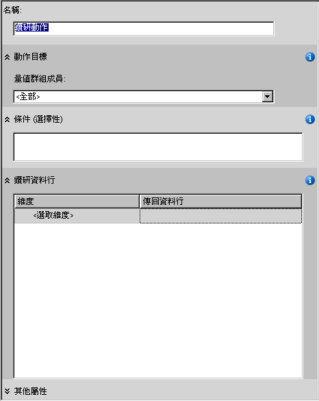 顯示窗格中的空白動作範本