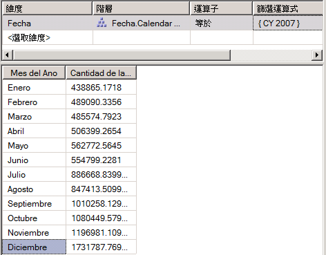 資料窗格中的西班牙文月份名稱