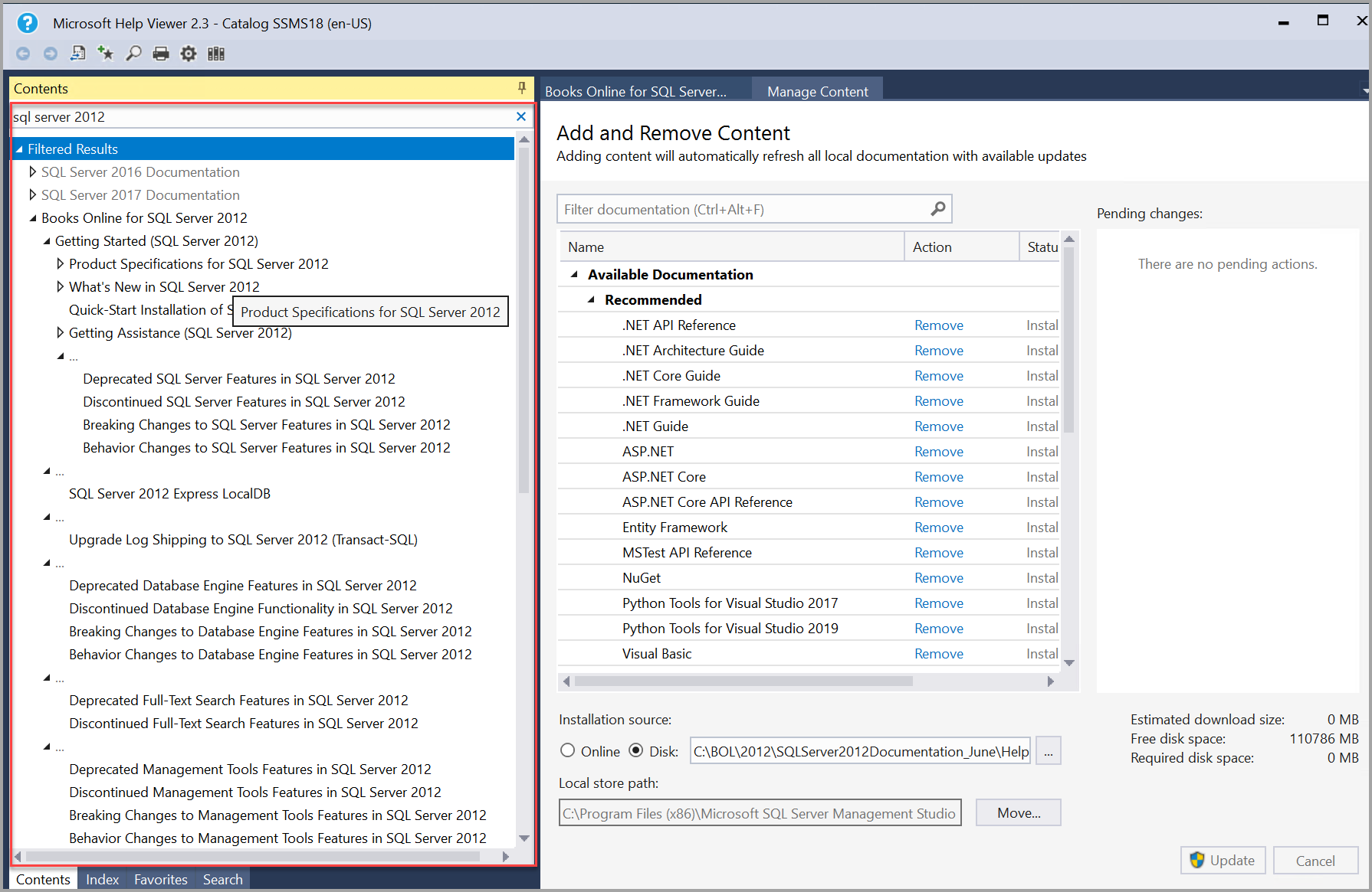 SQL Server 2012 文件已自動更新