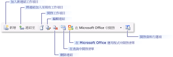 工作項目表單連結工具列控制項