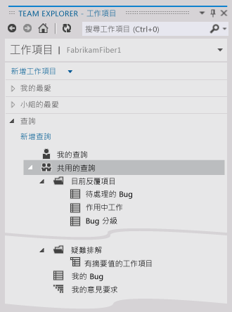 [Team Explorer] 中 MSF Agile 的 [小組查詢] 清單