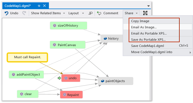 Code Map - 共用、匯出、寄送郵件