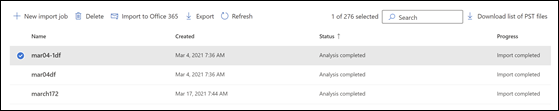 分析完成狀態表示Microsoft 365 已分析 PST 檔案中的數據。