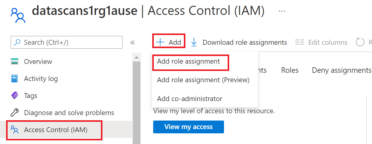 顯示新增角色指派之Azure 入口網站區段的螢幕擷取畫面。