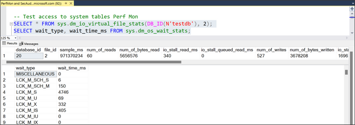 顯示 SQL 效能監視器測試的螢幕擷取畫面。