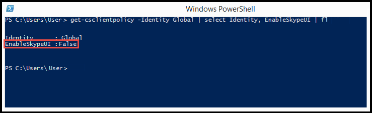 PowerShell：SkypeUIDisabled。