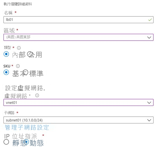 Screenshot that shows how to create an Azure load balancer in the Azure portal.