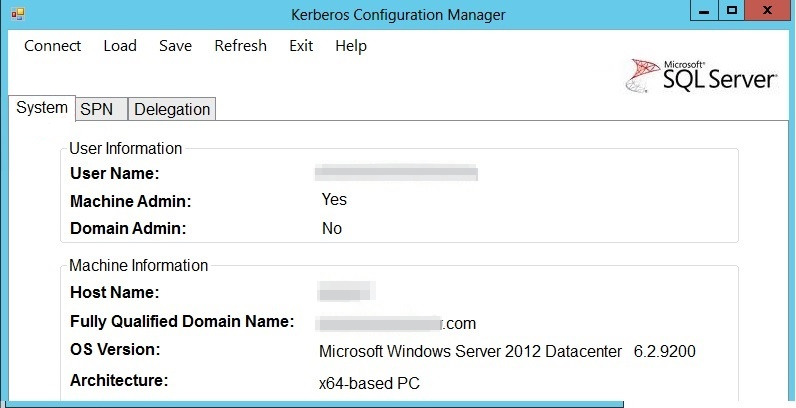 Kerberos Configuration Manager 中所有三個索引標籤的檢視螢幕快照。