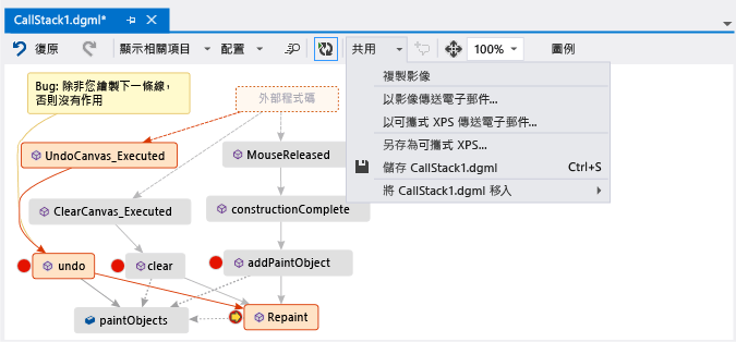 Share call stack code map with others