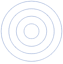 具有不同半徑值的四個同心圓圖例